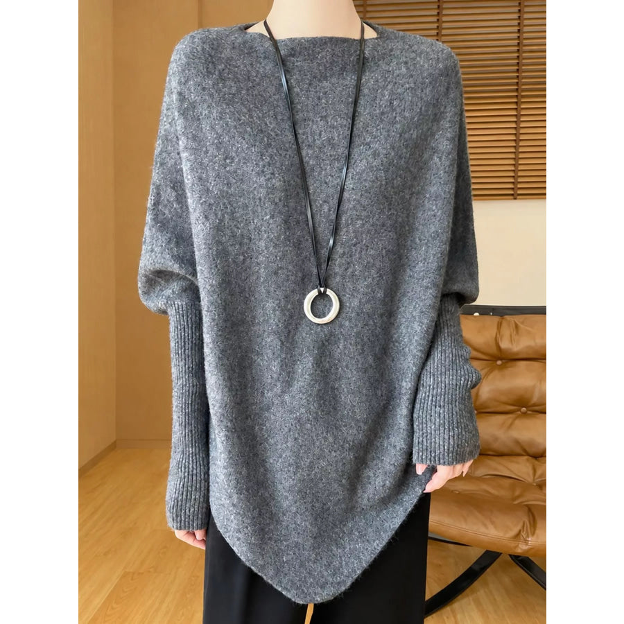 Asymmetrical Lantern Sleeve Sweater Apparel and Accessories