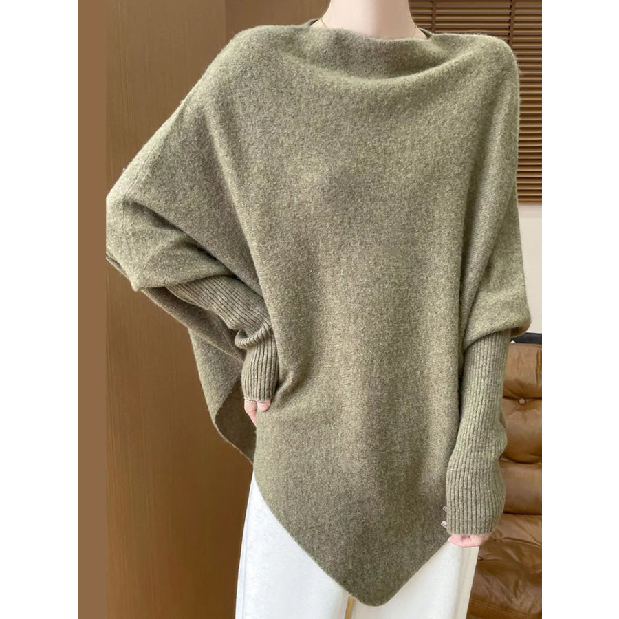 Asymmetrical Lantern Sleeve Sweater Apparel and Accessories
