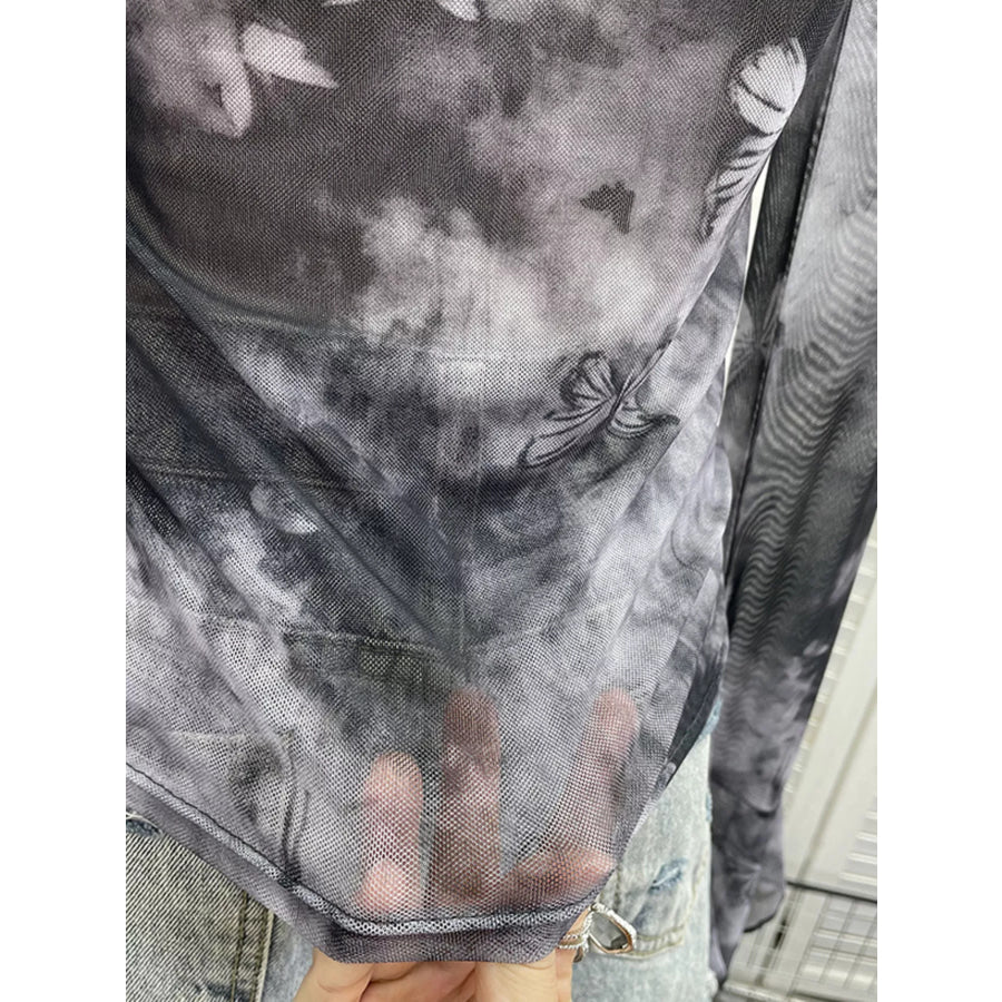 Asymmetrical Neck Denim Patchwork Top Apparel and Accessories