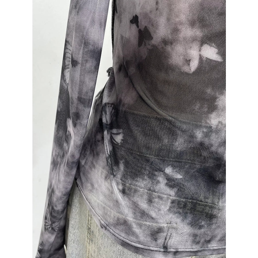 Asymmetrical Neck Denim Patchwork Top Apparel and Accessories