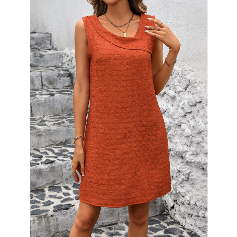 Asymmetrical Neck Sleeveless Mini Dress Apparel and Accessories