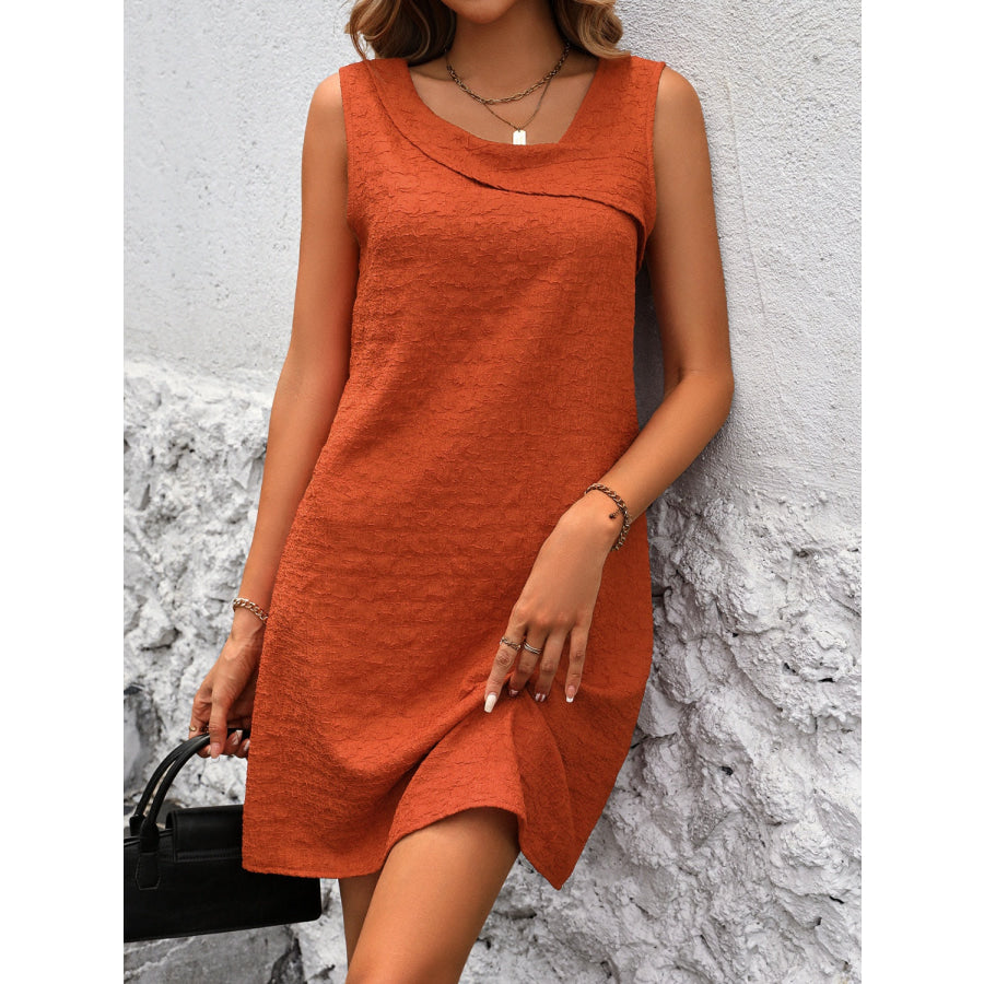 Asymmetrical Neck Sleeveless Mini Dress Orange / S Apparel and Accessories