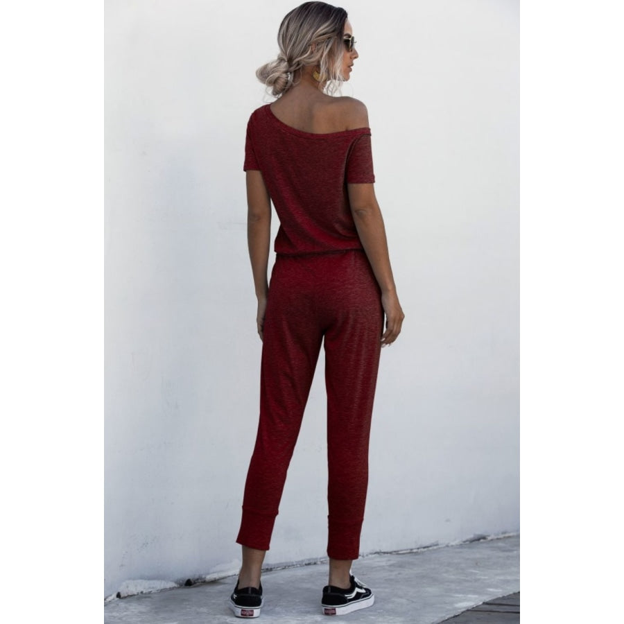 Asymmetrical Neck Tied Jumpsuit with Pockets