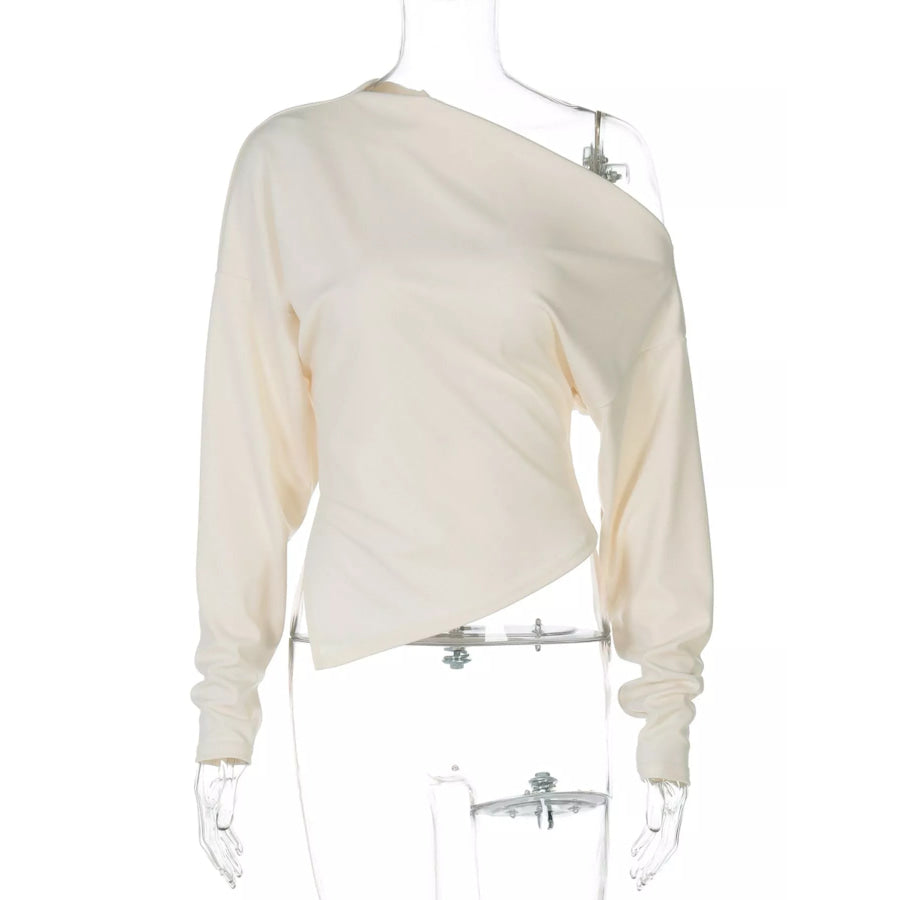 Asymmetrical Off-Shoulder Long Sleeve T-Shirt Apparel and Accessories