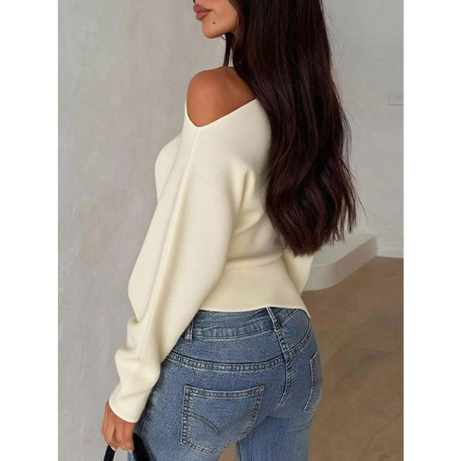 Asymmetrical Off-Shoulder Long Sleeve T-Shirt Apparel and Accessories