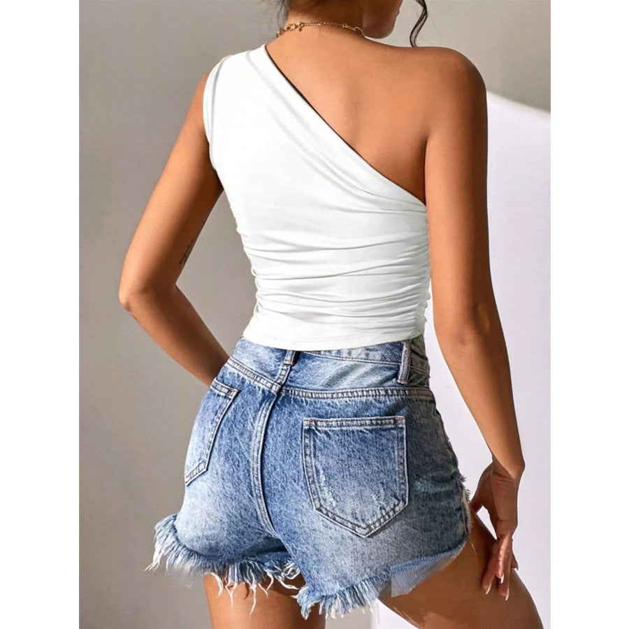 Asymmetrical One-Shoulder Ruched Tank Apparel and Accessories