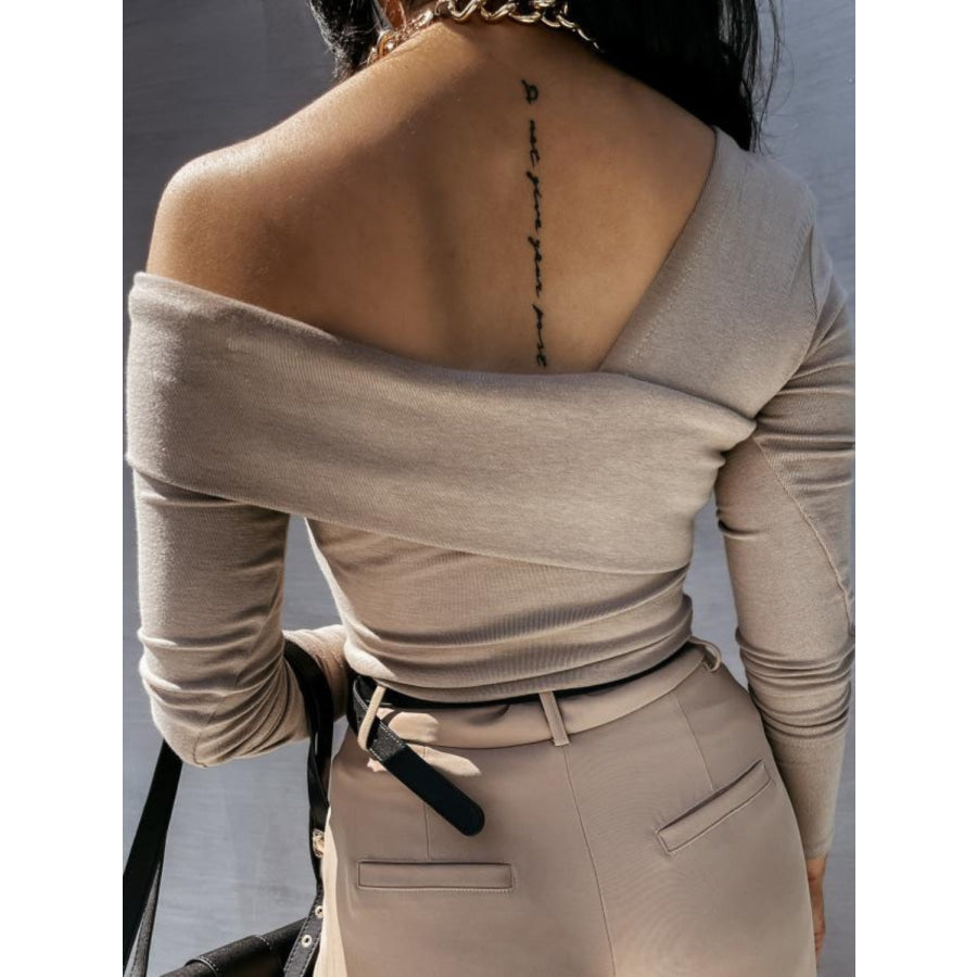 Asymmetrical Single Shoulder Long Sleeve T-Shirt Apparel and Accessories