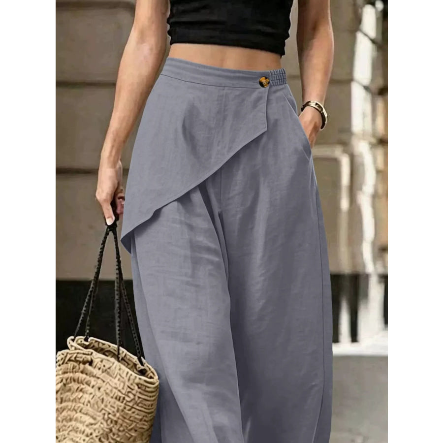 Asymmetrical Wrap Wide-Leg Pants Apparel and Accessories