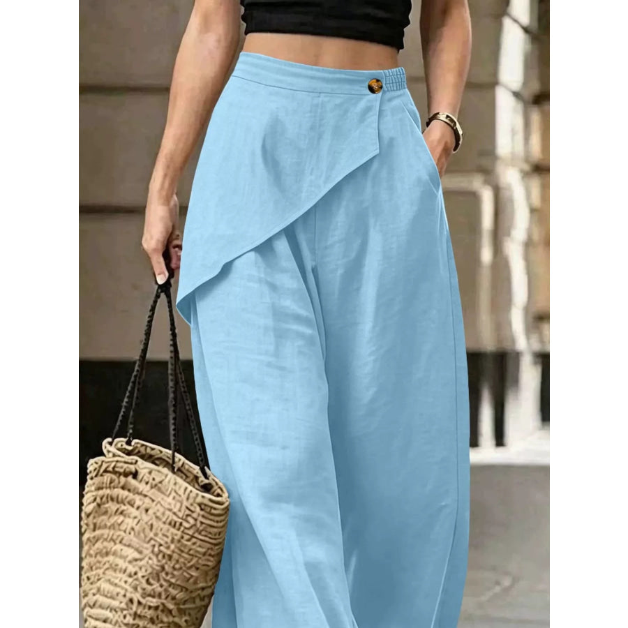 Asymmetrical Wrap Wide-Leg Pants Apparel and Accessories