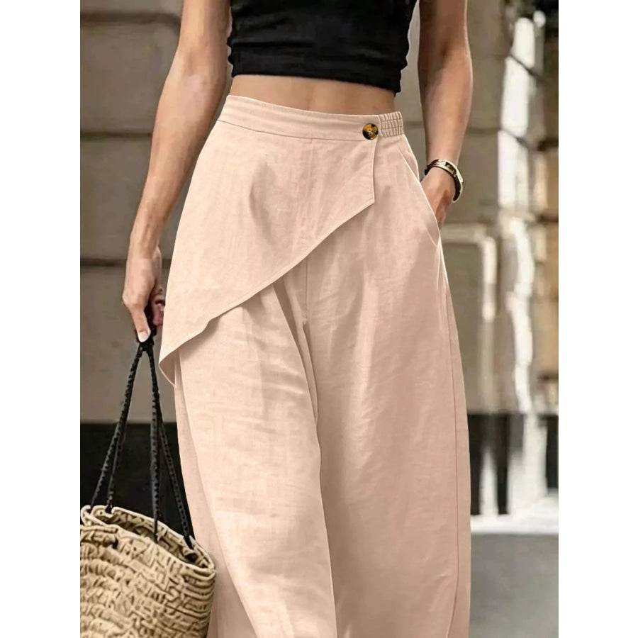 Asymmetrical Wrap Wide-Leg Pants Apparel and Accessories
