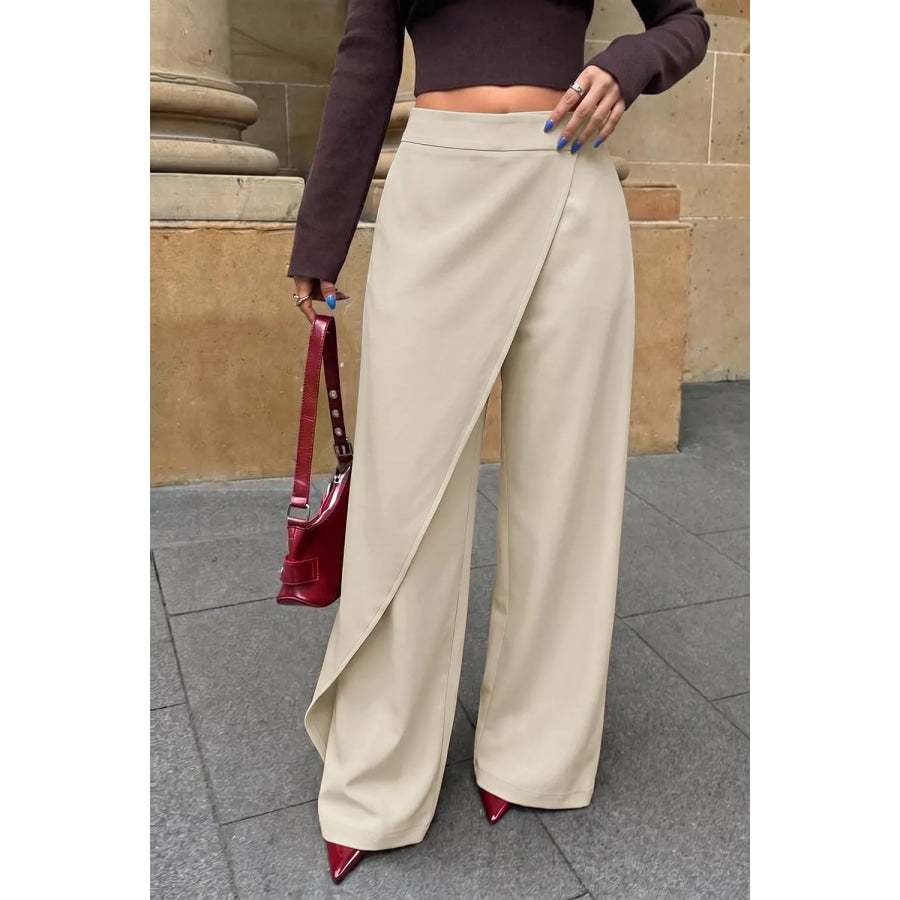 Asymmetrical Wrap Wide-Leg Pants Apparel and Accessories