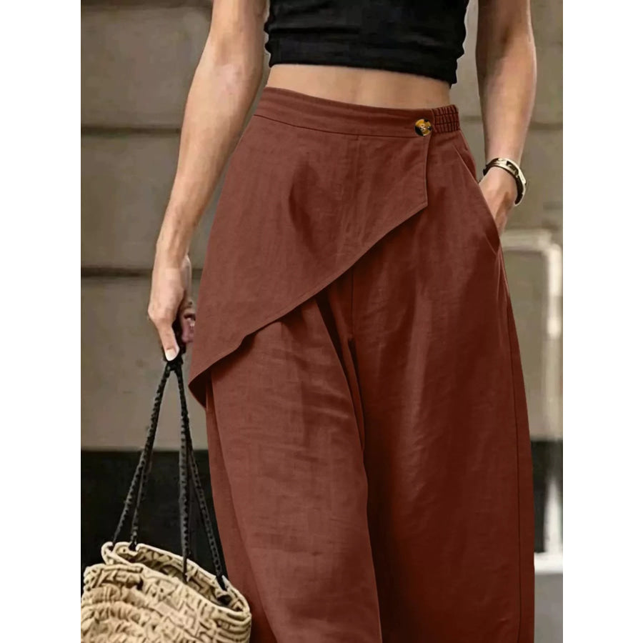 Asymmetrical Wrap Wide-Leg Pants Apparel and Accessories