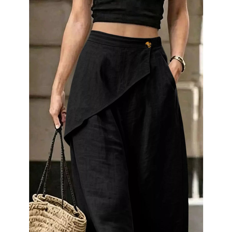 Asymmetrical Wrap Wide-Leg Pants Apparel and Accessories