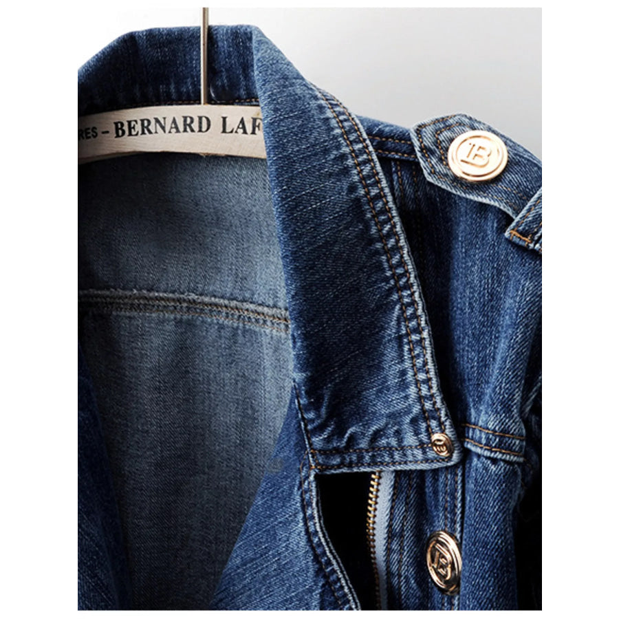 Asymmetrical Zip Denim Jacket Apparel and Accessories