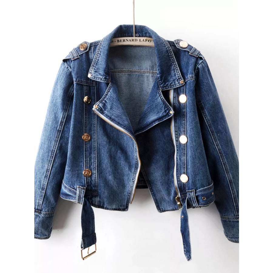 Asymmetrical Zip Denim Jacket Medium / S Apparel and Accessories