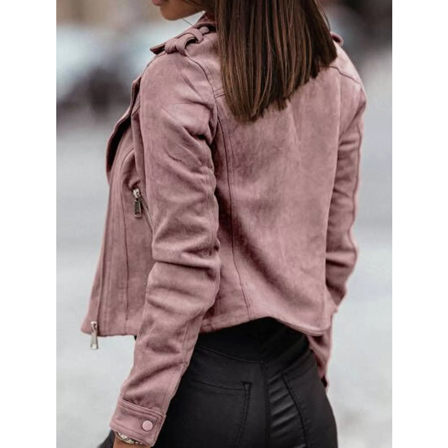 Asymmetrical Zipper Long Sleeve Jacket Apparel and Accessories