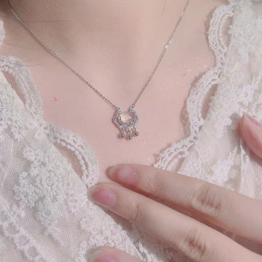 Auspicious Lock Pendant Necklace Silver / One Size Apparel and Accessories