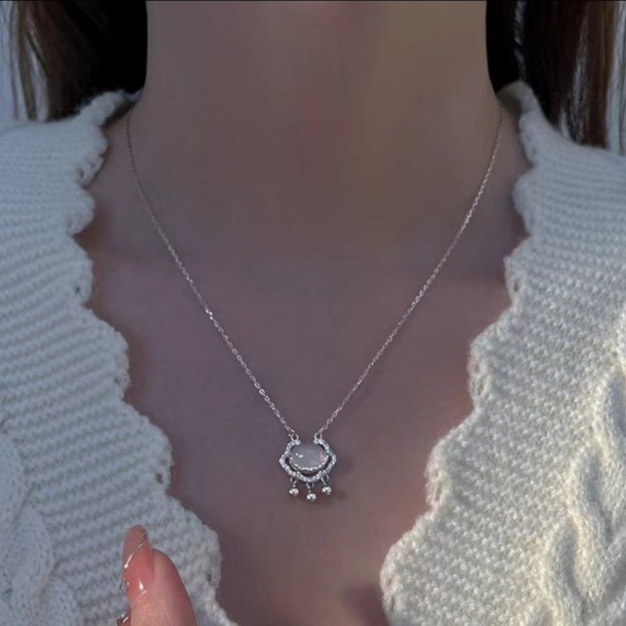Auspicious Lock Pendant Necklace Silver / One Size Apparel and Accessories