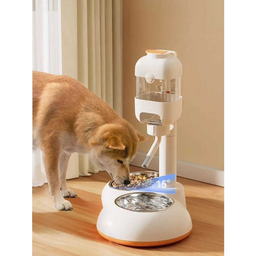 Automatic Pet Food and Water Dispenser Bowl White 2 Bowls / One Size Apparel and Accessories