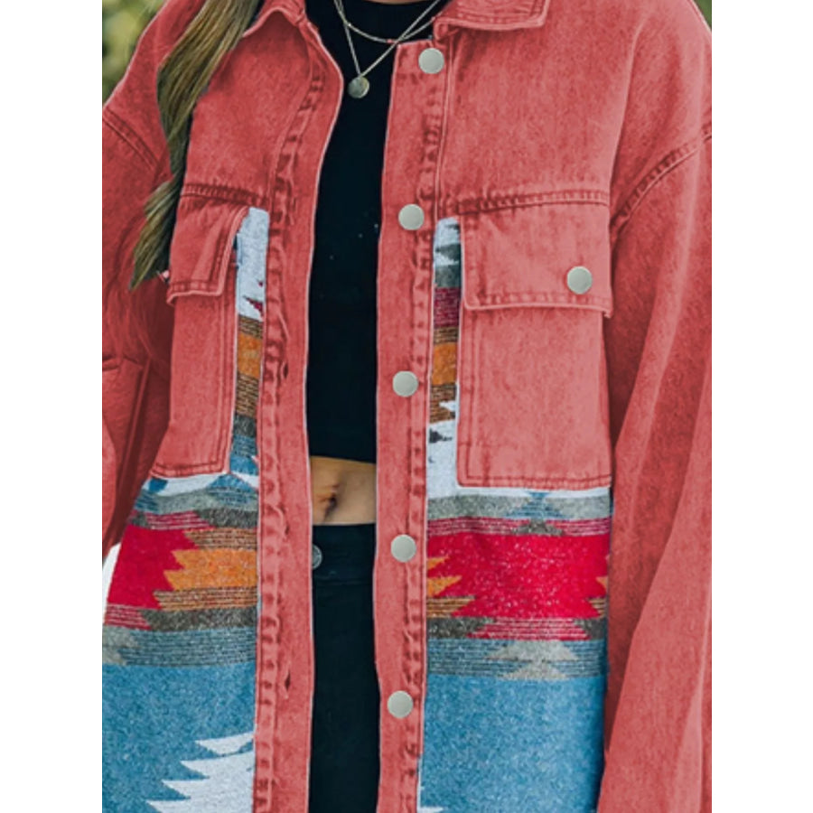 Aztec Print Button Up Jacket Apparel and Accessories