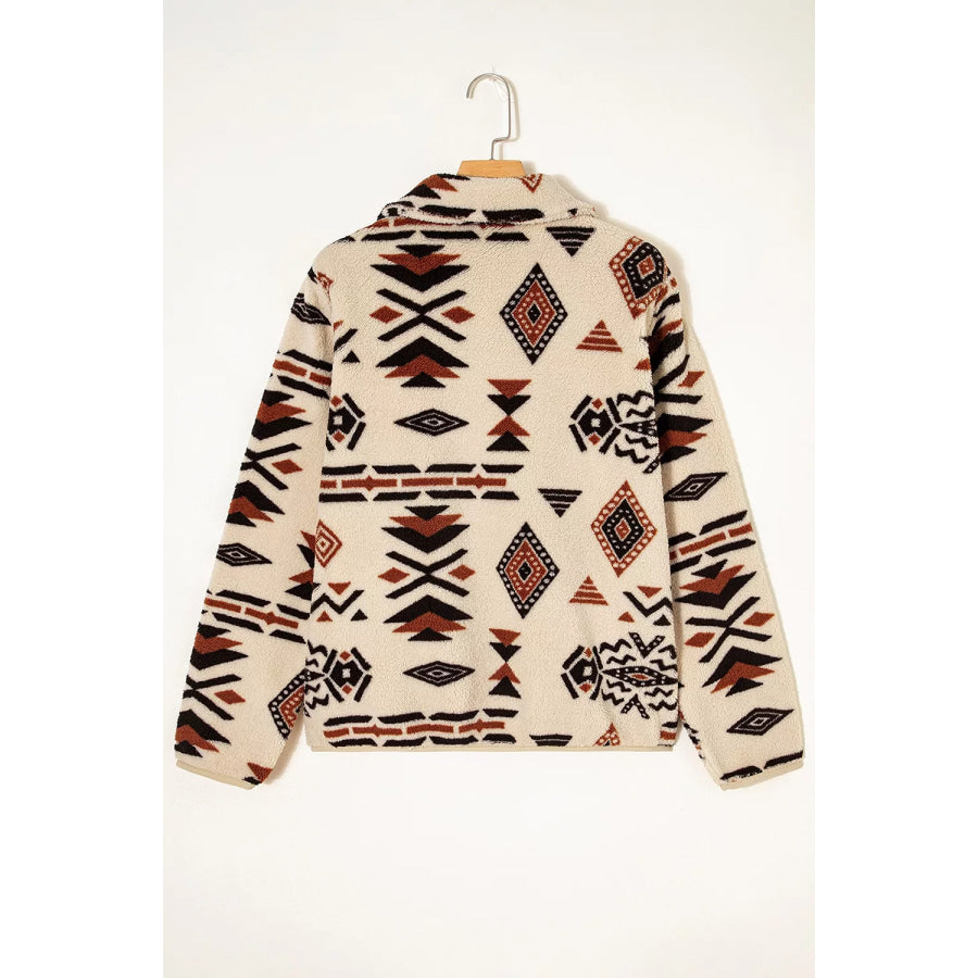 Aztec Print Fleece Snap Down Sweatshirt Apparel and Accessories