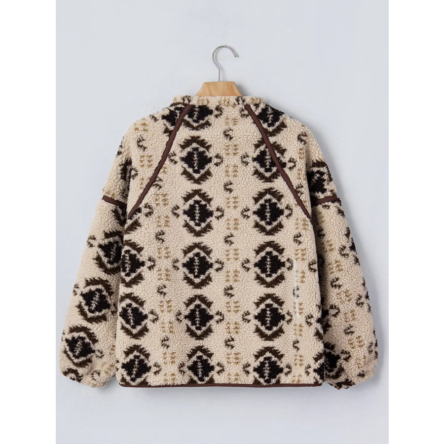 Aztec Print Quarter-Zip Sherpa Sweatshirt Apparel and Accessories