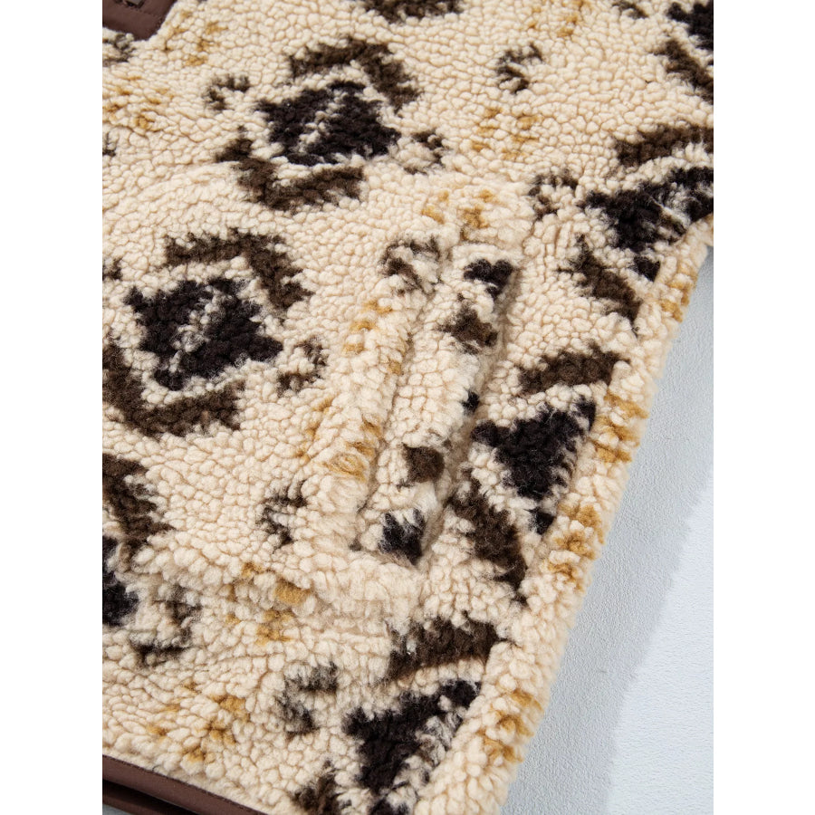 Aztec Print Quarter-Zip Sherpa Sweatshirt Apparel and Accessories