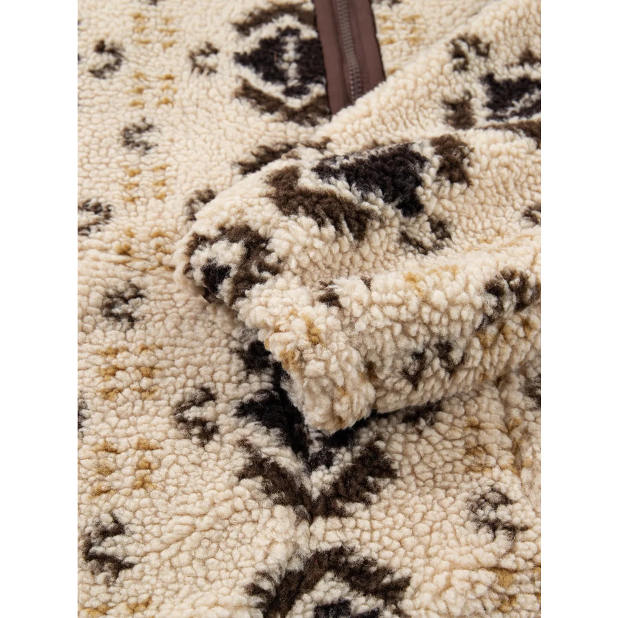 Aztec Print Quarter-Zip Sherpa Sweatshirt Apparel and Accessories
