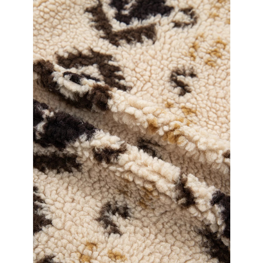 Aztec Print Quarter-Zip Sherpa Sweatshirt Apparel and Accessories