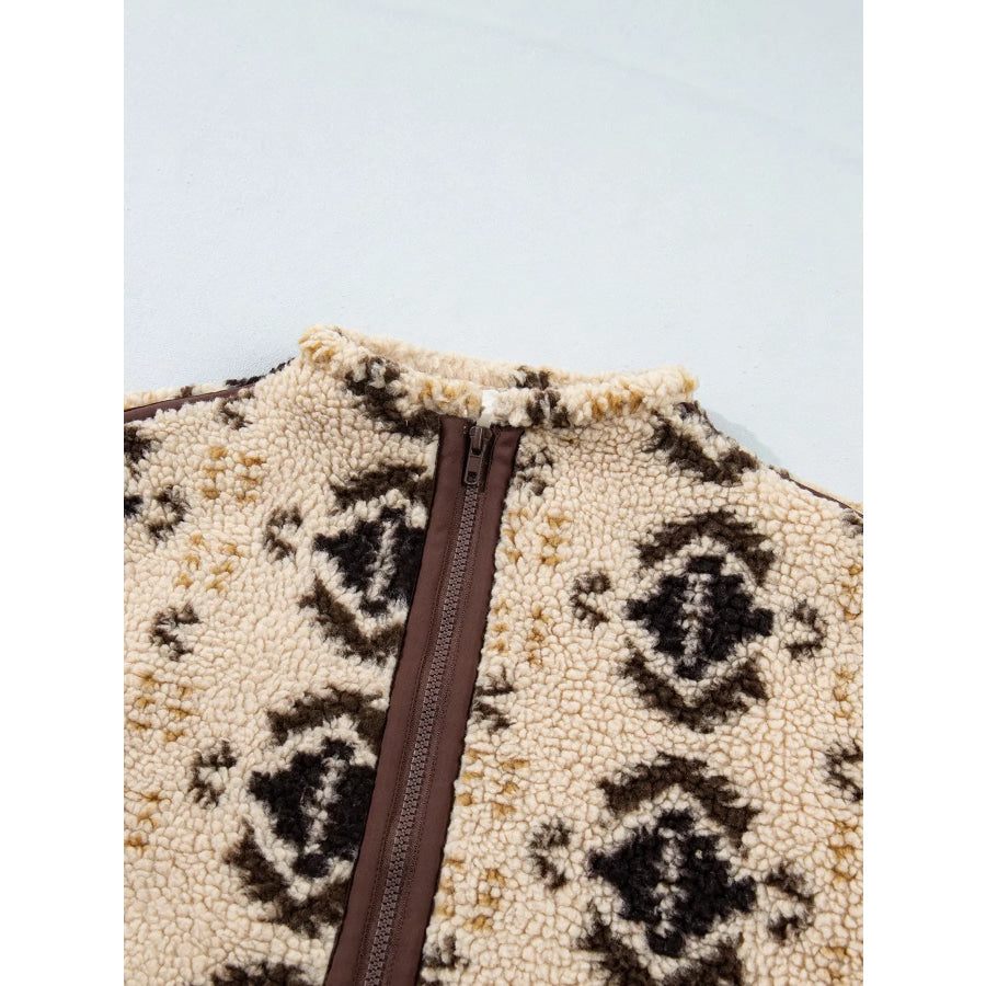 Aztec Print Quarter-Zip Sherpa Sweatshirt Apparel and Accessories