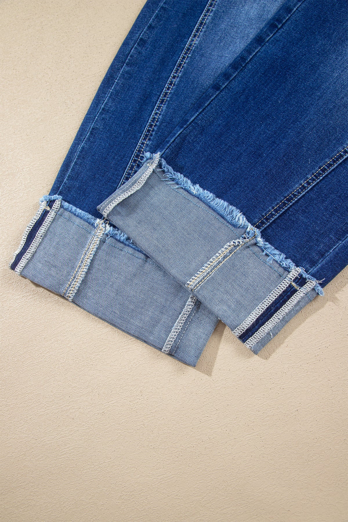Myosotis Raw Hem Turnup Loose Ankle-length Jeans