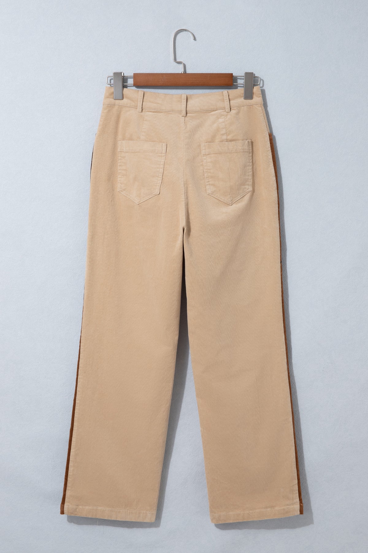 Smoke Gray Corduroy Side Panel Colorblock Straight Leg Pants
