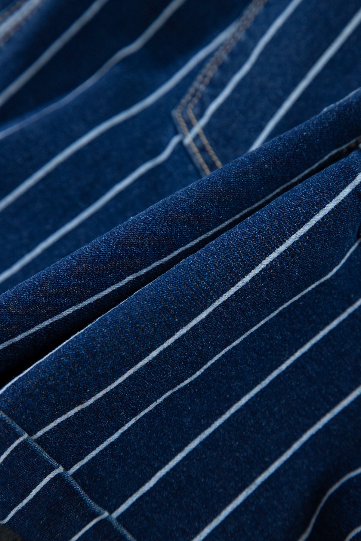 Blue Stripe Metal Button Detail Womens Denim Shorts