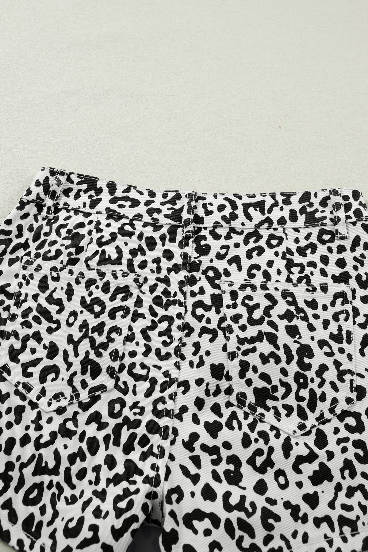 Brown Leopard Print Button Overlap Denim Shorts