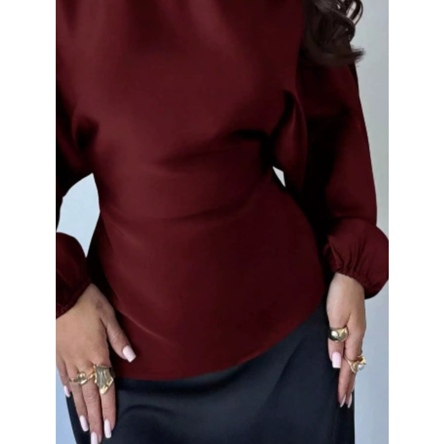 Back Tie Long Sleeve Blouse Apparel and Accessories