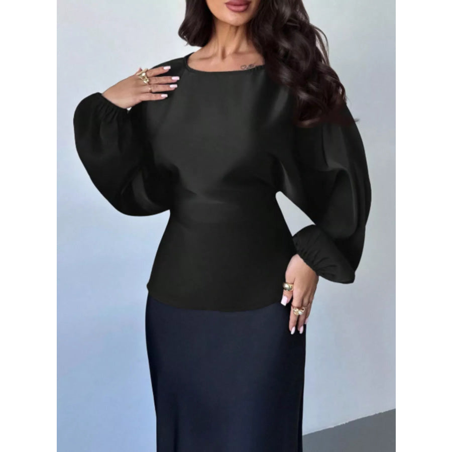 Back Tie Long Sleeve Blouse Apparel and Accessories