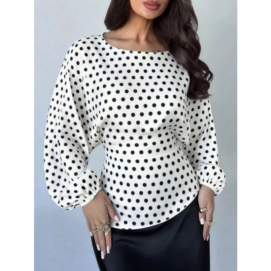 Back Tie Long Sleeve Blouse Apparel and Accessories