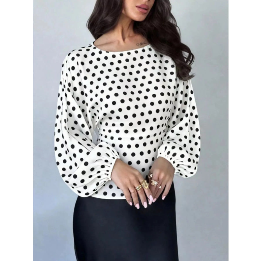 Back Tie Long Sleeve Blouse White / S Apparel and Accessories