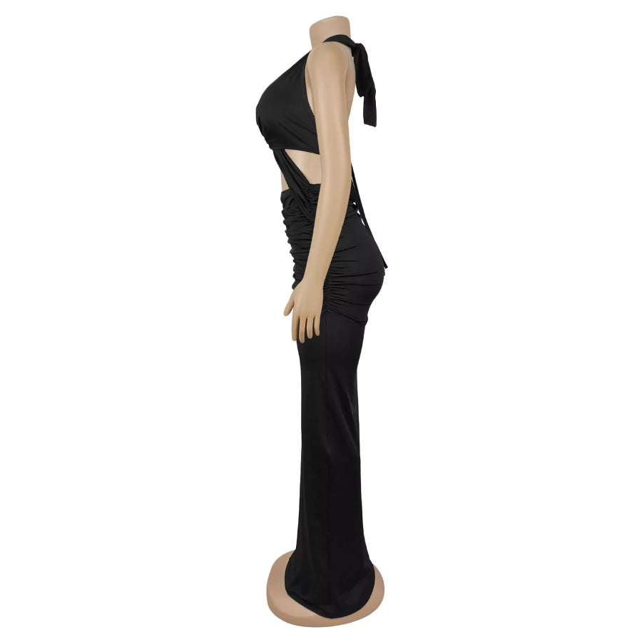 Backless Cut-Out Maxi Dress with Gold Hardware Detail Apparel and Accessories
