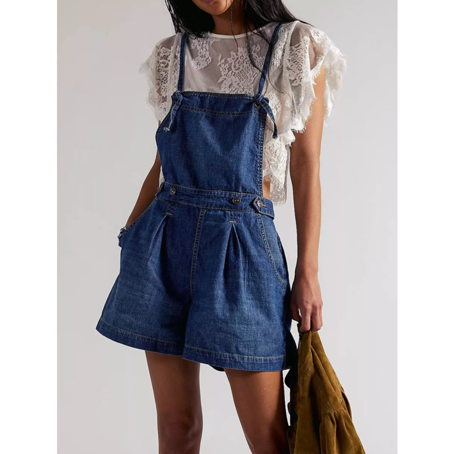 Backless Denim Short Overalls Apparel and Accessories