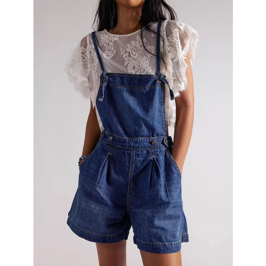 Backless Denim Short Overalls Dark Blue / S Apparel and Accessories