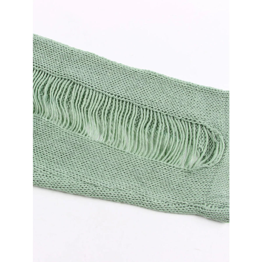 Backless Distressed Long Sleeve Knit Cover Up Apparel and Accessories