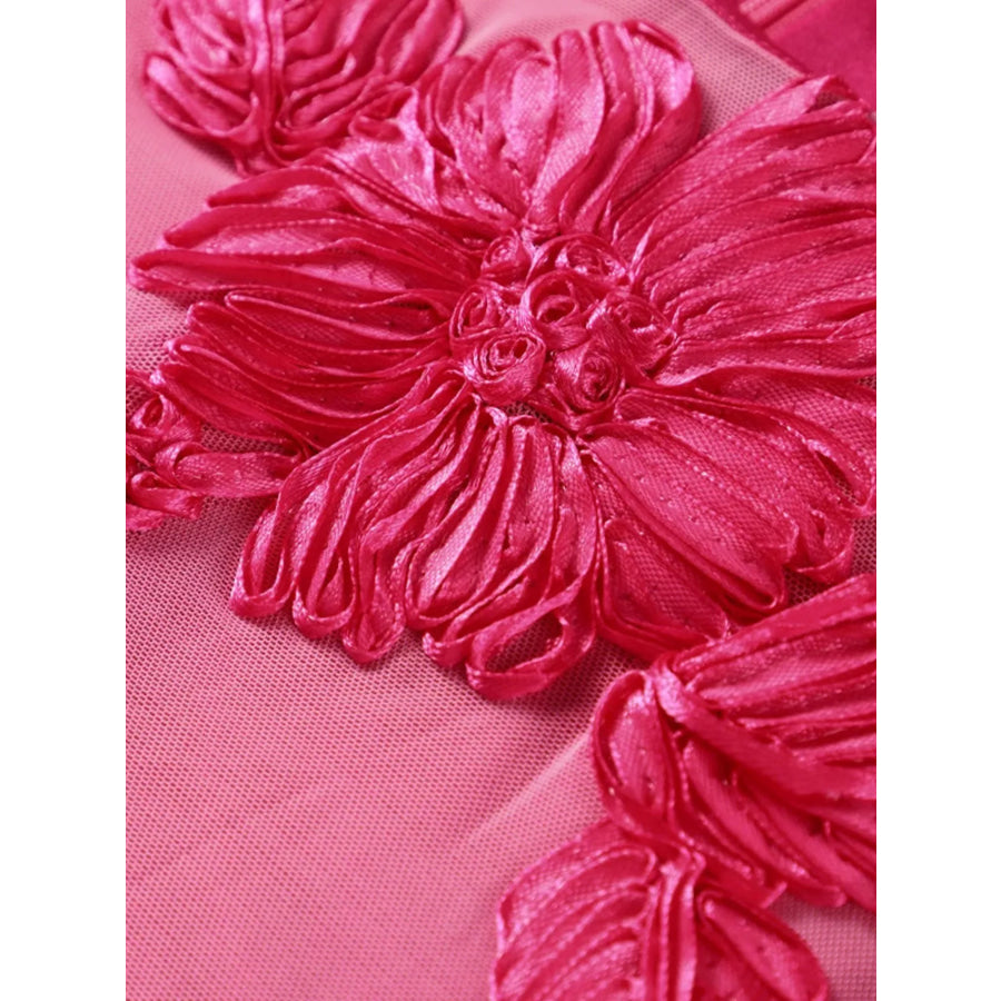 Backless Floral Flounce Sleeve Dress Apparel and Accessories
