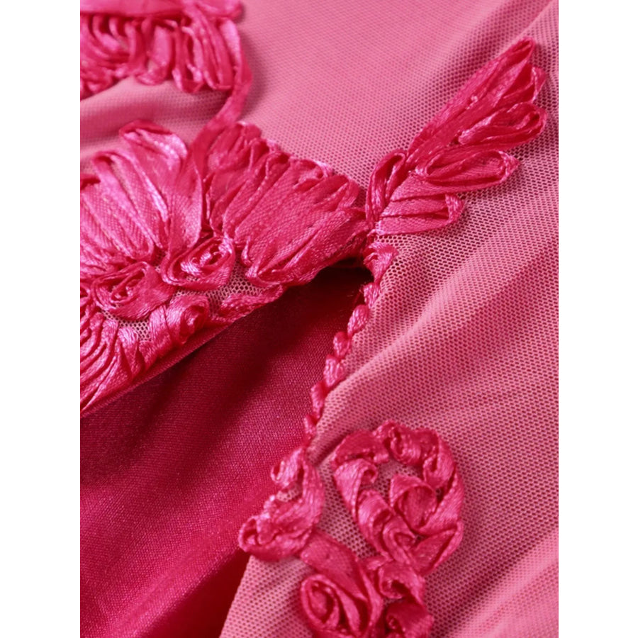 Backless Floral Flounce Sleeve Dress Apparel and Accessories