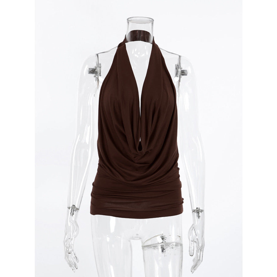 Backless Halter Cowl Neck Cami Apparel and Accessories