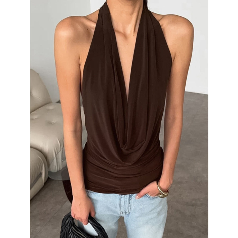 Backless Halter Cowl Neck Cami Apparel and Accessories