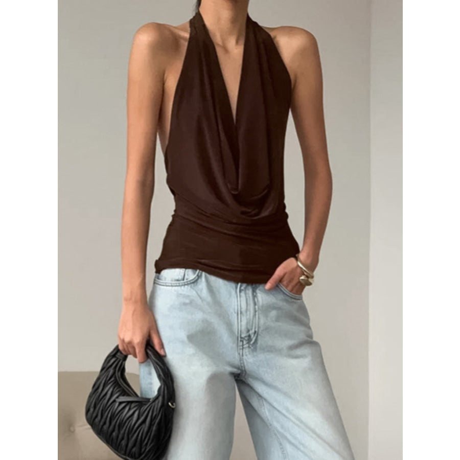 Backless Halter Cowl Neck Cami Apparel and Accessories