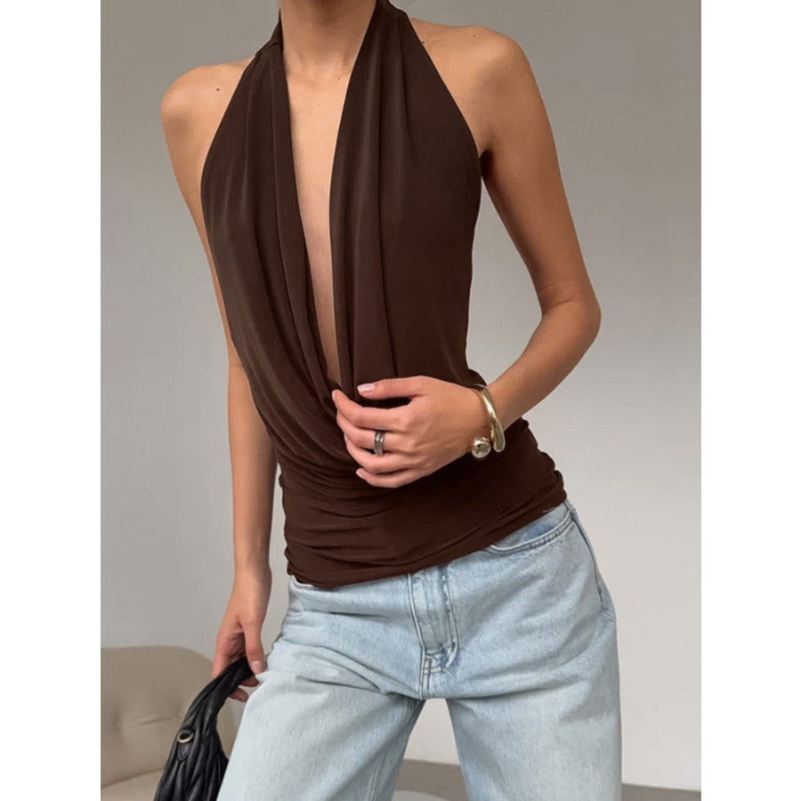 Backless Halter Cowl Neck Cami Apparel and Accessories