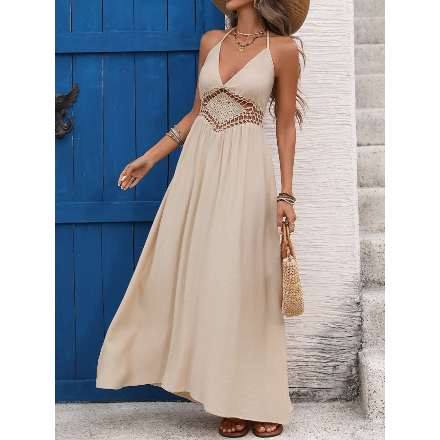 Backless Halter Neck Maxi Dress Apparel and Accessories