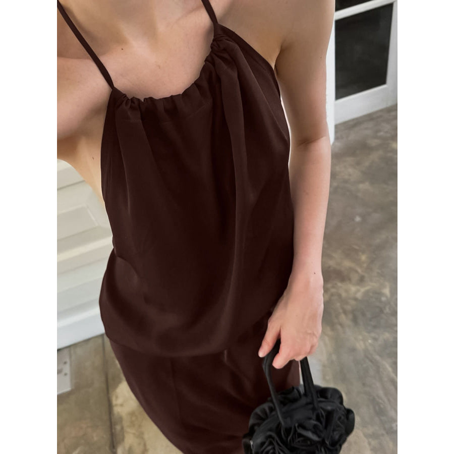 Backless Halter Neck Maxi Dress Apparel and Accessories